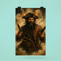 Blackbeard amid fuse smoke and pistols poster 6