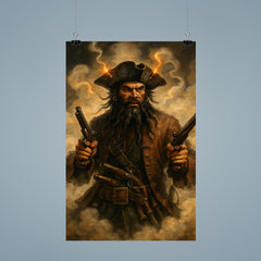 Blackbeard amid fuse smoke and pistols poster 9