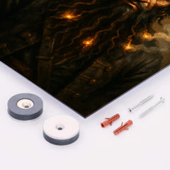 Blackbeard with smoking fuses in beard metal print mockup