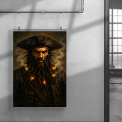 Blackbeard with smoking fuses in beard poster 4