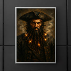 Blackbeard with smoking fuses in beard poster 5