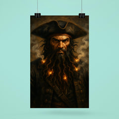 Blackbeard with smoking fuses in beard poster 6