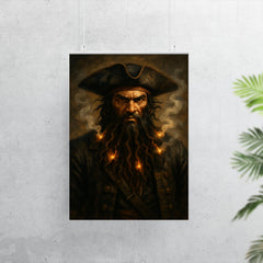 Blackbeard with smoking fuses in beard poster 7