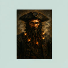 Blackbeard with smoking fuses in beard poster 8