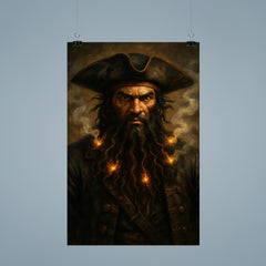 Blackbeard with smoking fuses in beard poster 9