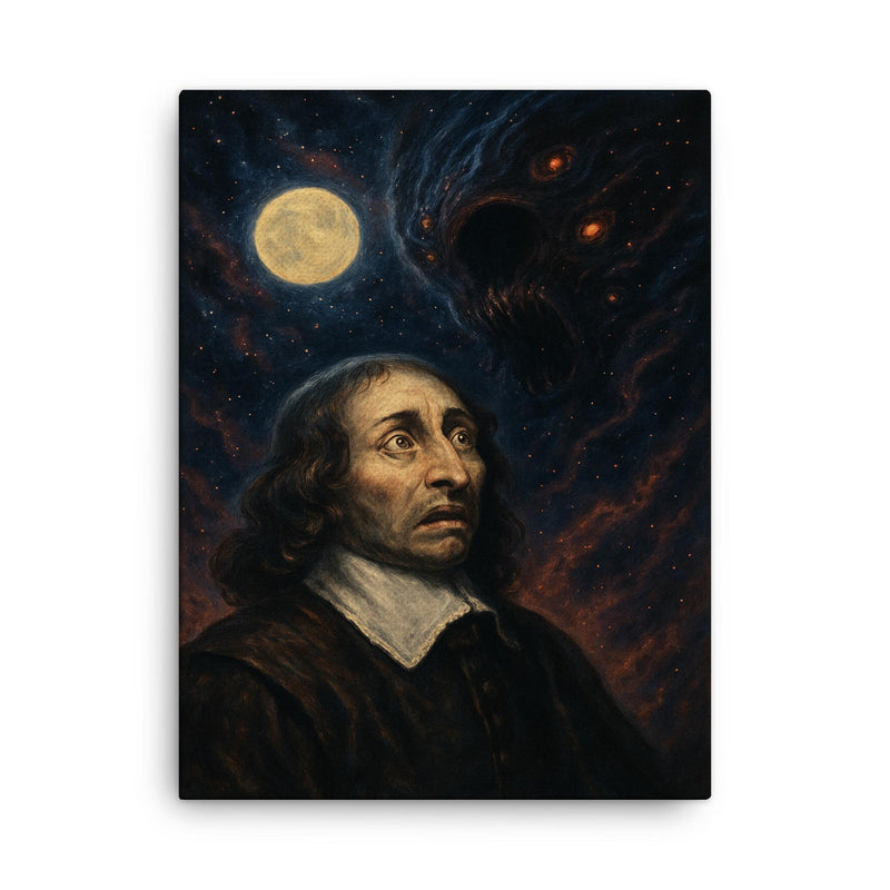 Blaise Pascal and the terrifying silent universe canvas print on a plain backdrop in size 18