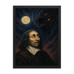 Blaise Pascal and the terrifying silent universe framed print on a plain backdrop in size 18"x24".