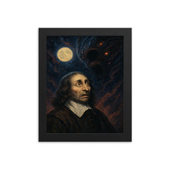Blaise Pascal and the terrifying silent universe framed print on a plain backdrop in size 8"x10".