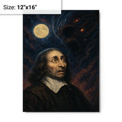 Blaise Pascal and the terrifying silent universe metal print on a plain backdrop in size 12"x16".