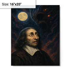 Blaise Pascal and the terrifying silent universe metal print on a plain backdrop in size 16"x20".