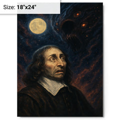Blaise Pascal and the terrifying silent universe metal print on a plain backdrop in size 18"x24".