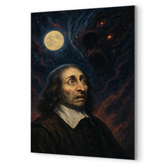 Blaise Pascal and the terrifying silent universe metal print mockup