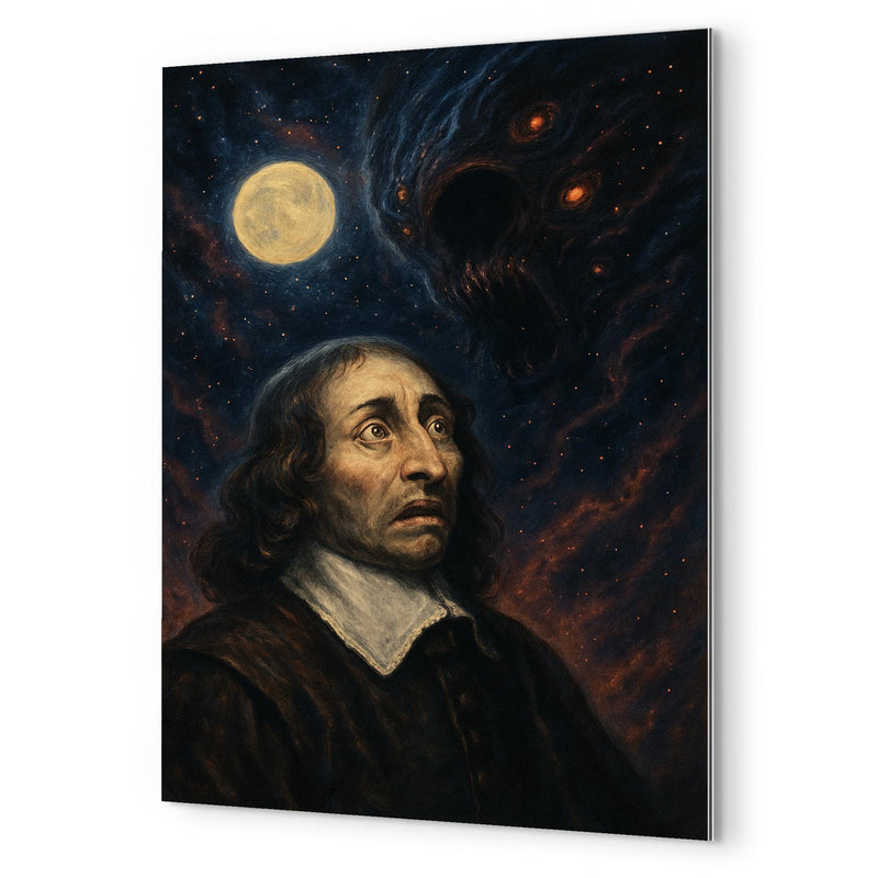 Blaise Pascal and the terrifying silent universe metal print mockup