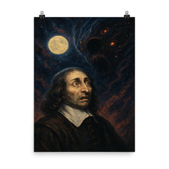Blaise Pascal and the terrifying silent universe poster on a plain backdrop in size 8"x10".