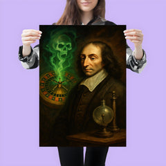 Blaise Pascal before haunted roulette wheel and vacuum apparatus poster 3