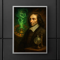 Blaise Pascal before haunted roulette wheel and vacuum apparatus poster 5