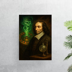 Blaise Pascal before haunted roulette wheel and vacuum apparatus poster 7