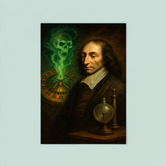 Blaise Pascal before haunted roulette wheel and vacuum apparatus poster 8