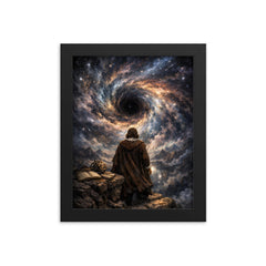 Blaise Pascal contemplating a night sky abyss framed print on a plain backdrop in size 8"x10".