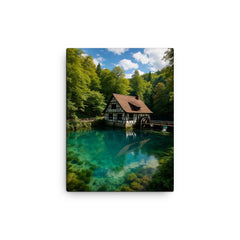 Blautopf Spring Blaubeuren Germany canvas print on a plain backdrop in size 12"x16".