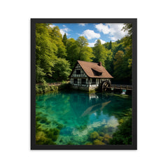 Blautopf Spring Blaubeuren Germany framed print on a plain backdrop in size 16"x20".