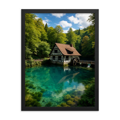 Blautopf Spring Blaubeuren Germany framed print on a plain backdrop in size 18"x24".