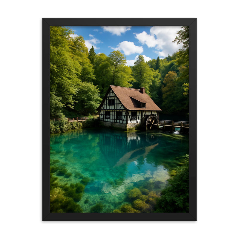Blautopf Spring Blaubeuren Germany framed print on a plain backdrop in size 18