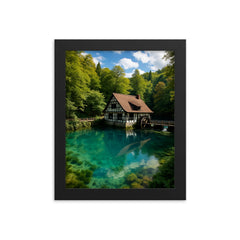 Blautopf Spring Blaubeuren Germany framed print on a plain backdrop in size 8"x10".
