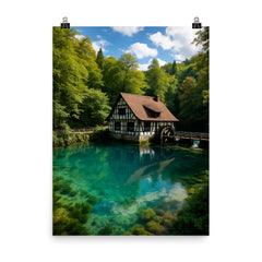 Blautopf Spring Blaubeuren Germany poster on a plain backdrop in size 8"x10".