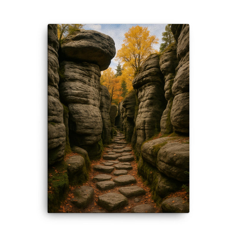 Bledne Skaly Errant Rocks Poland canvas print on a plain backdrop in size 18
