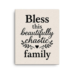 Bless this beautifully chaotic family canvas print on a plain backdrop in size 16"x20".