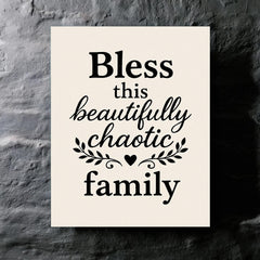 Bless this beautifully chaotic family metal print mockup
