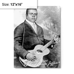 Blind Lemon Jefferson metal print on a plain backdrop in size 12"x16".
