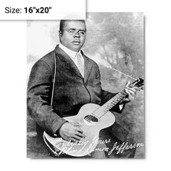 Blind Lemon Jefferson metal print on a plain backdrop in size 16"x20".