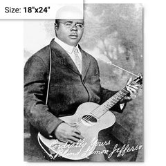 Blind Lemon Jefferson metal print on a plain backdrop in size 18"x24".
