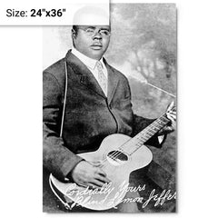 Blind Lemon Jefferson metal print on a plain backdrop in size 24"x36".