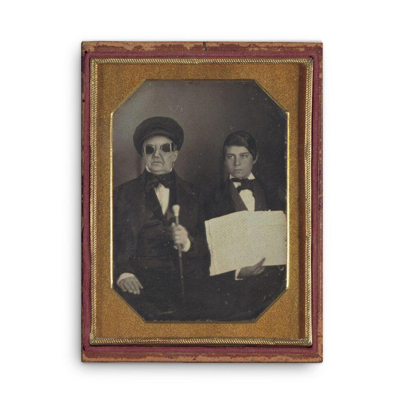 Blind Man and His Reader, 1850 canvas print on a plain backdrop in size 18