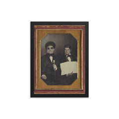 Blind Man and His Reader, 1850 framed print on a plain backdrop in size 12"x16".