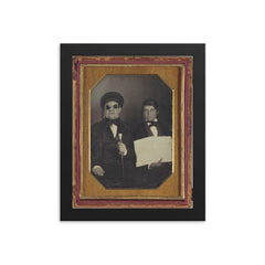 Blind Man and His Reader, 1850 framed print on a plain backdrop in size 8"x10".