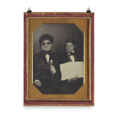 Blind Man and His Reader, 1850 poster on a plain backdrop in size 8"x10".