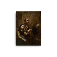 Blind Veit Stoss with His Granddaughter by Jan Matejko, 1865 canvas print on a plain backdrop in size 12"x16".