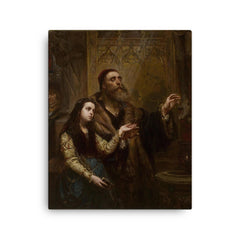 Blind Veit Stoss with His Granddaughter by Jan Matejko, 1865 canvas print on a plain backdrop in size 16"x20".
