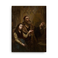 Blind Veit Stoss with His Granddaughter by Jan Matejko, 1865 canvas print on a plain backdrop in size 18"x24".