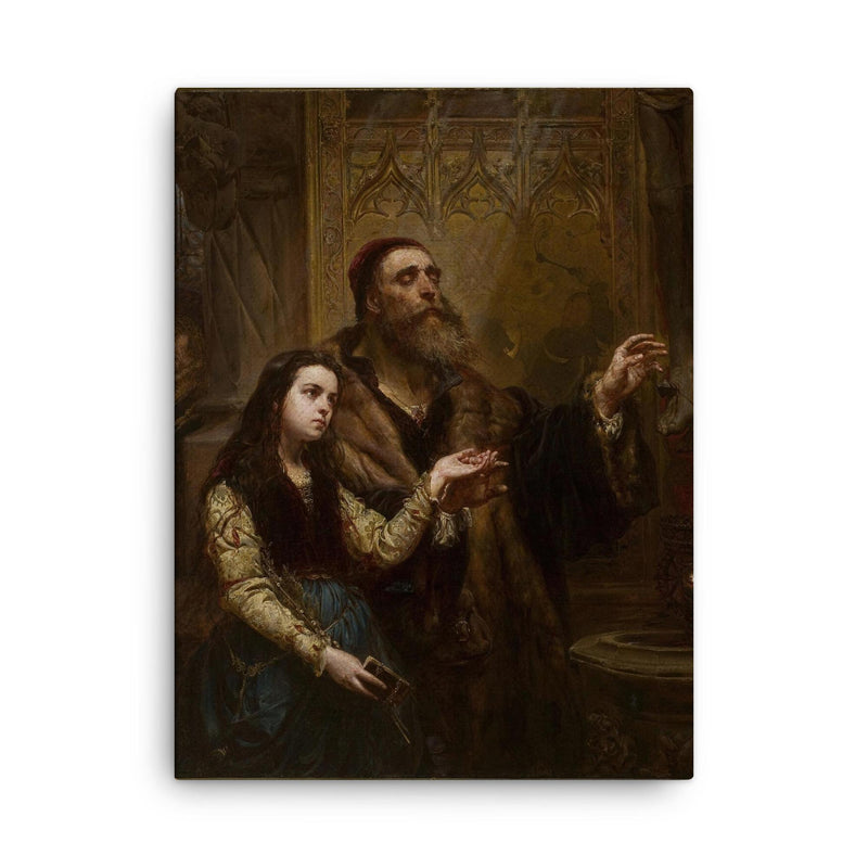 Blind Veit Stoss with His Granddaughter by Jan Matejko, 1865 canvas print on a plain backdrop in size 18