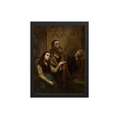 Blind Veit Stoss with His Granddaughter by Jan Matejko, 1865 framed print on a plain backdrop in size 12"x16".