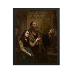 Blind Veit Stoss with His Granddaughter by Jan Matejko, 1865 framed print on a plain backdrop in size 16"x20".