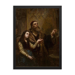 Blind Veit Stoss with His Granddaughter by Jan Matejko, 1865 framed print on a plain backdrop in size 18"x24".