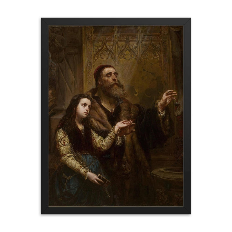 Blind Veit Stoss with His Granddaughter by Jan Matejko, 1865 framed print on a plain backdrop in size 18