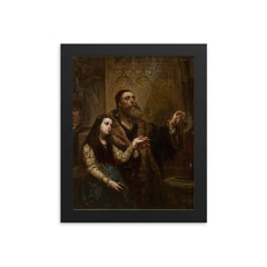 Blind Veit Stoss with His Granddaughter by Jan Matejko, 1865 framed print on a plain backdrop in size 8"x10".