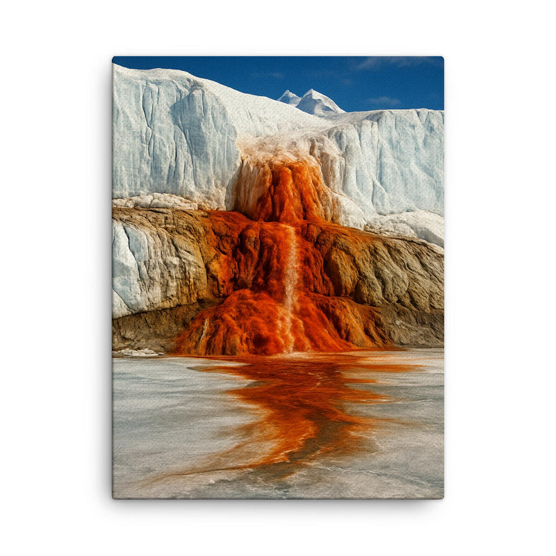 Blood Falls Antarctica canvas print on a plain backdrop in size 18